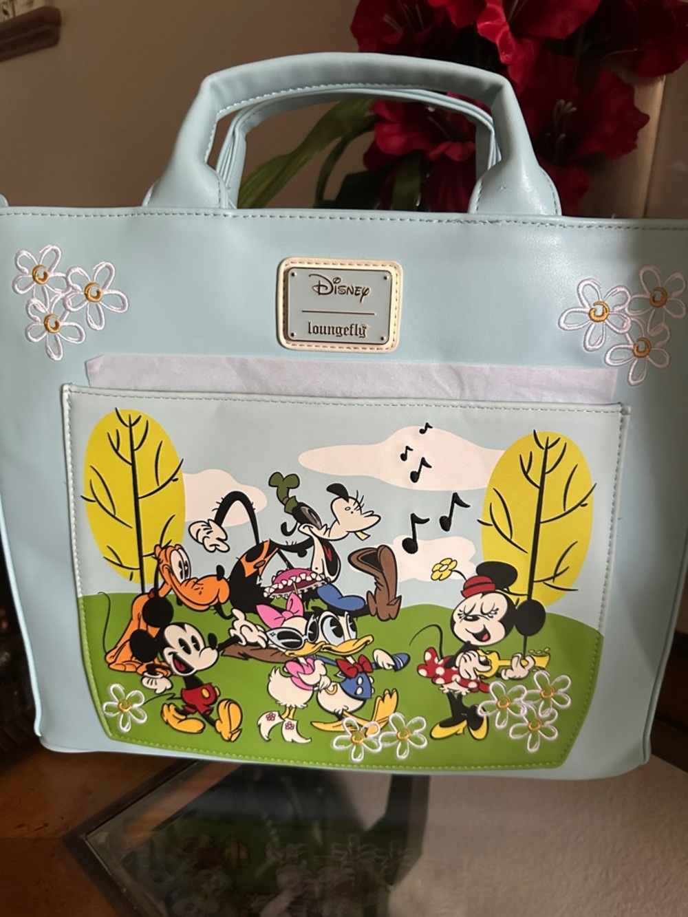 Loungefly Pale Blue Disney Mickey & Friends Tote NWT